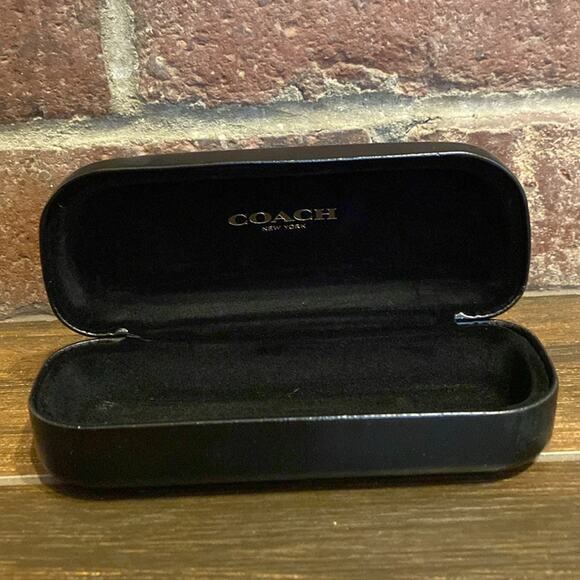 Coach black Leather Embossed Logo Hard Clam Shell Sunglass Case - Picture 3 of 5